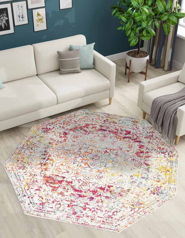 Light Multicolor 6' 1 x 6' 1 Richmond Octagon Area Rug Vintage Distressed Look Traditional Design Carpet for Unique Home Interior Design for Sale at Rug Engine