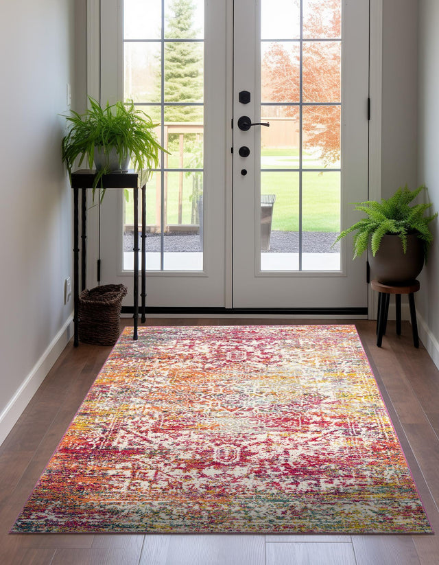 Multicolor 4' 1 x 6' 1 Richmond Rectangle Area Rug Vintage Distressed Look Traditional Design Carpet for Unique Home Interior Design for Sale at Rug Engine