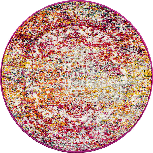 Multicolor 3' 1 x 3' 1 Richmond Round Area Rug Vintage Distressed Look Traditional Design Carpet for Unique Home Interior Design for Sale at Rug Engine