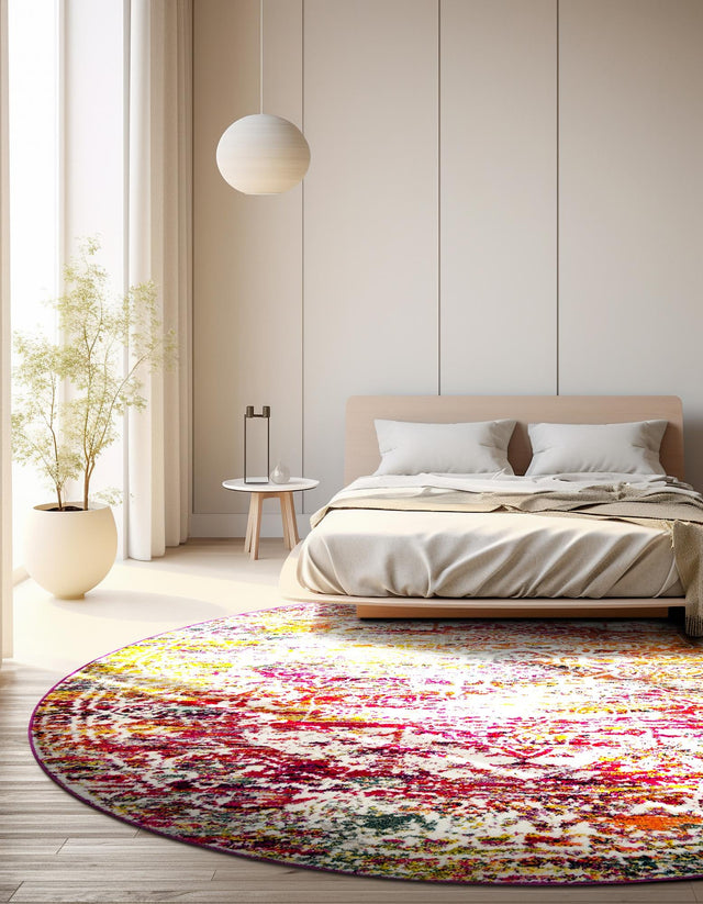 Multicolor 7' 1 x 7' 1 Richmond Round Area Rug Vintage Distressed Look Traditional Design Carpet for Unique Home Interior Design for Sale at Rug Engine
