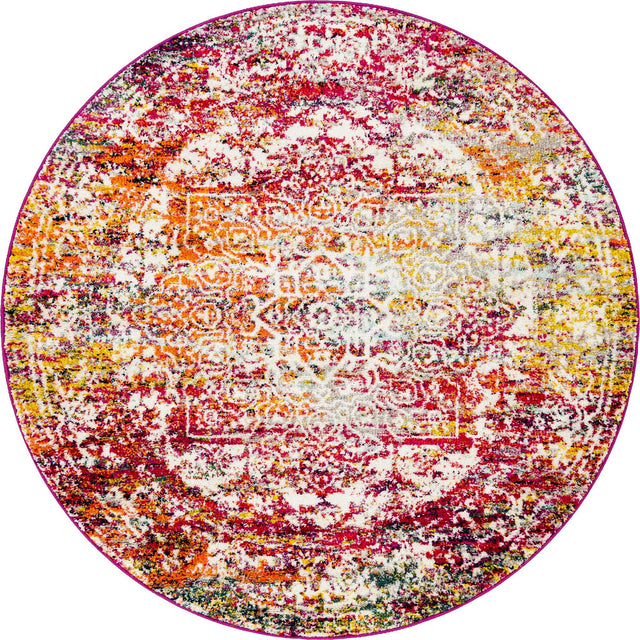 Multicolor 5' 3 x 5' 3 Richmond Round Area Rug Vintage Distressed Look Traditional Design Carpet for Unique Home Interior Design for Sale at Rug Engine