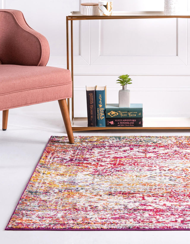 Multicolor 5' 3 x 5' 3 Richmond Square Area Rug Vintage Distressed Look Traditional Design Carpet for Unique Home Interior Design for Sale at Rug Engine