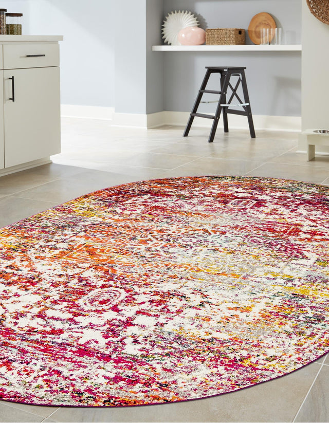 Multicolor 5' 3 x 8' Richmond Oval Area Rug Vintage Distressed Look Traditional Design Carpet for Unique Home Interior Design for Sale at Rug Engine