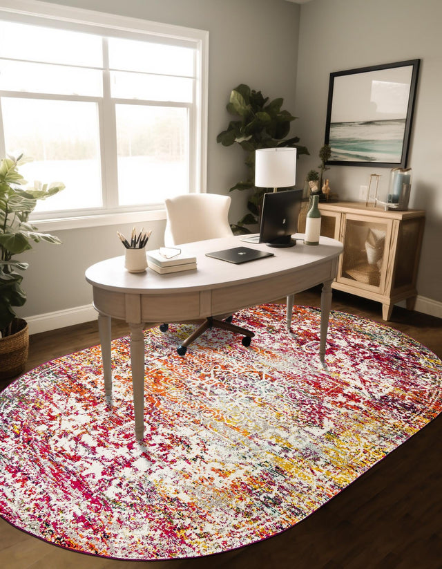 Multicolor 5' 3 x 8' Richmond Oval Area Rug Vintage Distressed Look Traditional Design Carpet for Unique Home Interior Design for Sale at Rug Engine