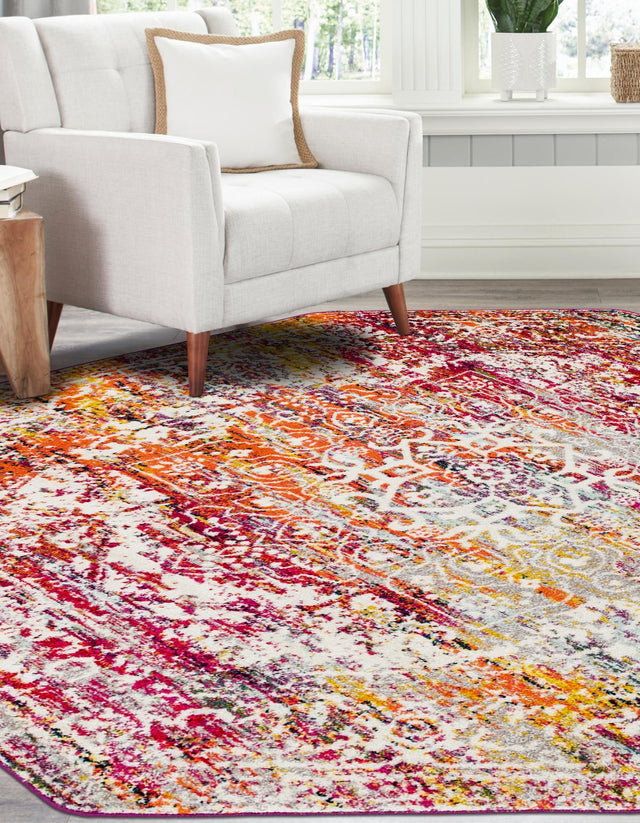 Multicolor 6' 1 x 6' 1 Richmond Octagon Area Rug Vintage Distressed Look Traditional Design Carpet for Unique Home Interior Design for Sale at Rug Engine
