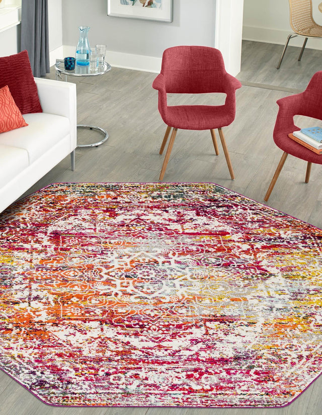 Multicolor 7' 10 x 7' 10 Richmond Octagon Area Rug Vintage Distressed Look Traditional Design Carpet for Unique Home Interior Design for Sale at Rug Engine