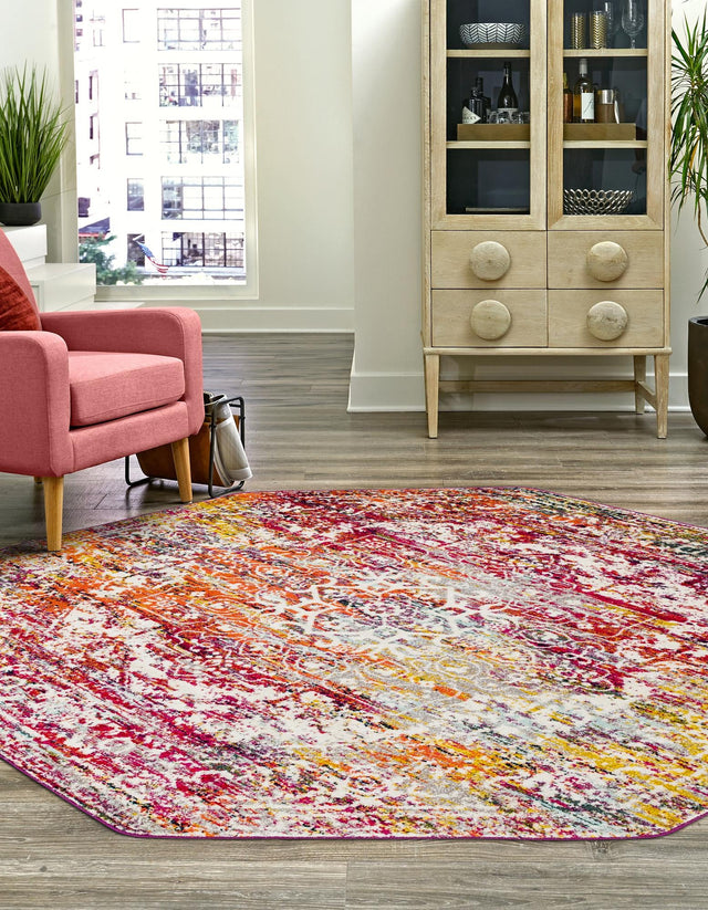 Multicolor 7' 10 x 7' 10 Richmond Octagon Area Rug Vintage Distressed Look Traditional Design Carpet for Unique Home Interior Design for Sale at Rug Engine