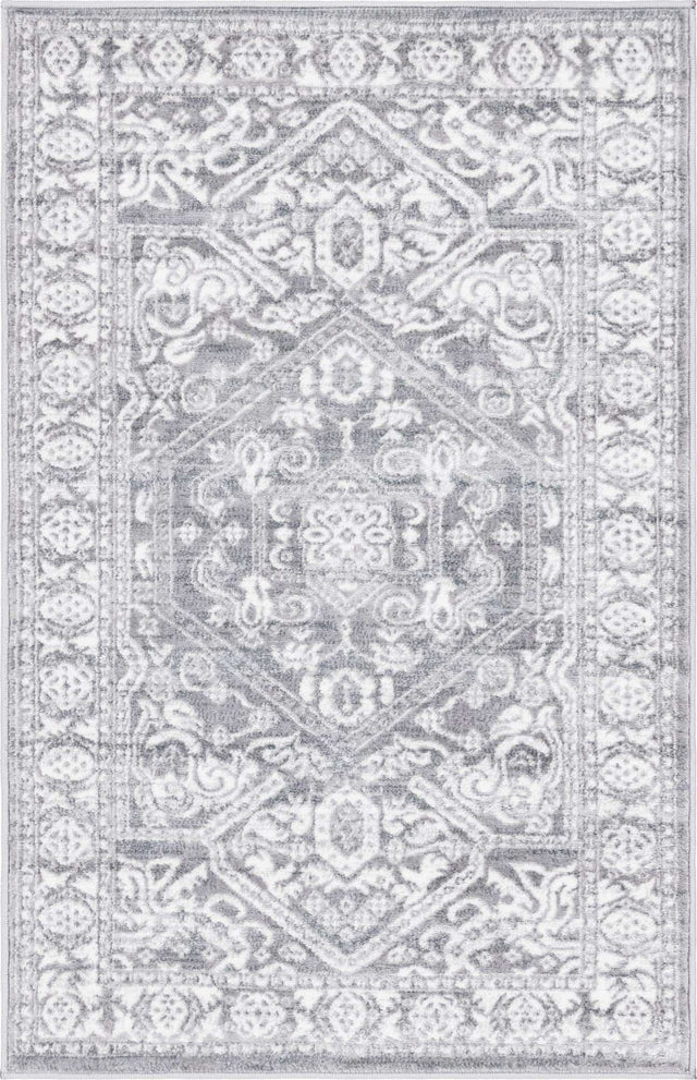 Gray 3' 3 x 5' 3 Boston Rectangle Area Rug 55% Polypropylene & 45% Polyester Easy Clean Traditional Classical Carpet for Contemporary Living Dining Room Office Space for Sale at Rug Engine