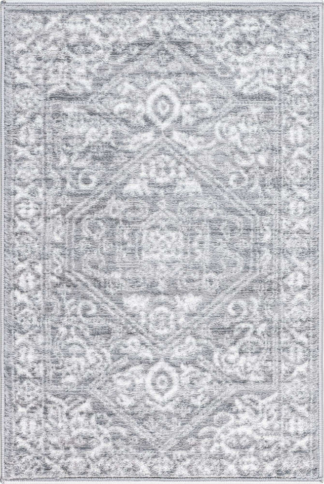 Gray 2' x 3' 1 Boston Rectangle Area Rug 55% Polypropylene & 45% Polyester Easy Clean Traditional Classical Carpet for Contemporary Living Dining Room Office Space for Sale at Rug Engine