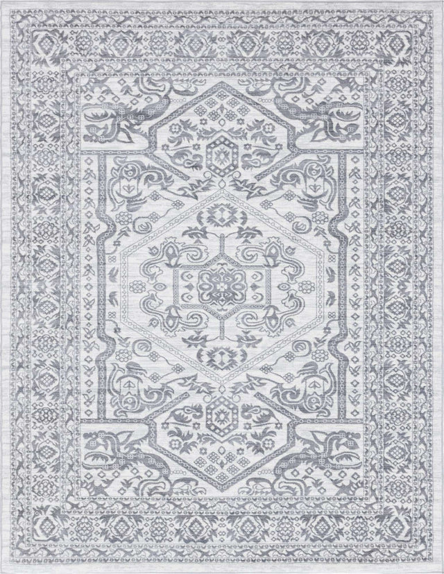 White 9' x 12' 2 Boston Rectangle Area Rug 55% Polypropylene & 45% Polyester Easy Clean Traditional Classical Carpet for Contemporary Living Dining Room Office Space for Sale at Rug Engine