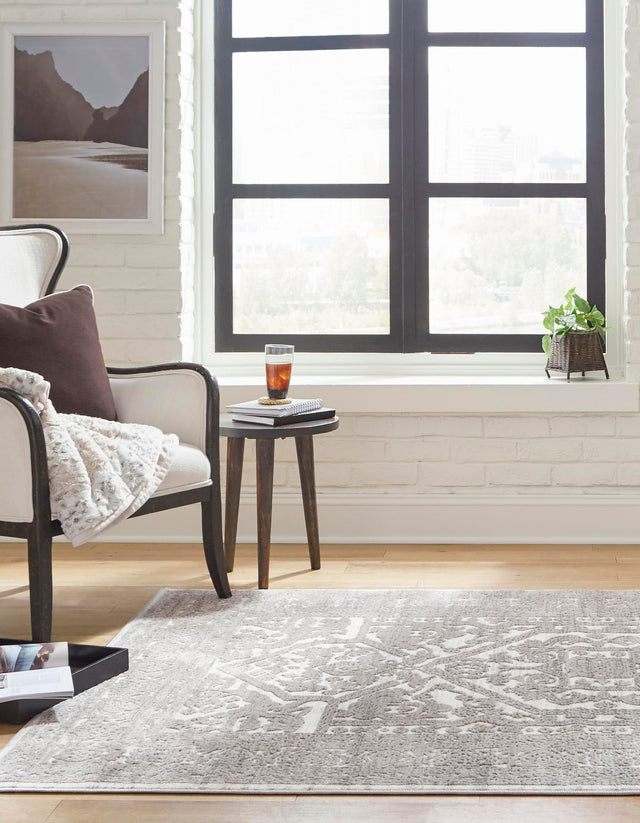 White 7' 10 x 10' Boston Rectangle Area Rug 55% Polypropylene & 45% Polyester Easy Clean Traditional Classical Carpet for Contemporary Living Dining Room Office Space for Sale at Rug Engine