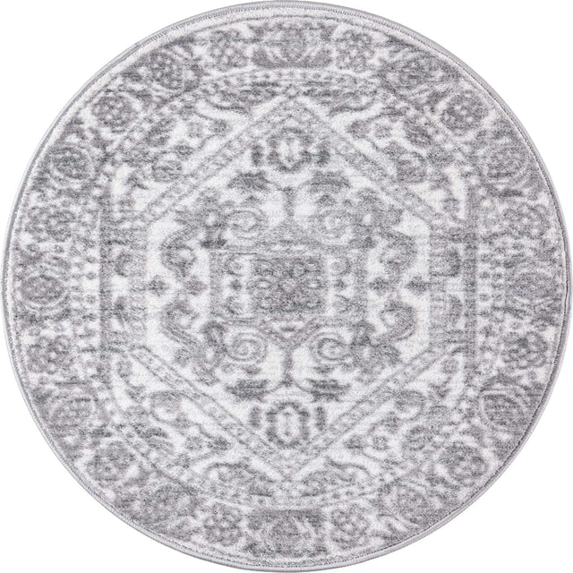 White 3' 3 x 3' 3 Boston Round Area Rug 55% Polypropylene & 45% Polyester Easy Clean Traditional Classical Carpet for Contemporary Living Dining Room Office Space for Sale at Rug Engine