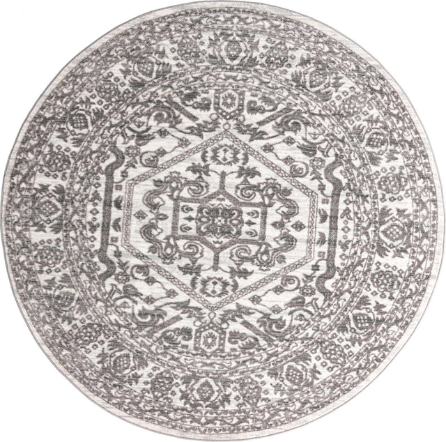 White 7' 10 x 7' 10 Boston Round Area Rug 55% Polypropylene & 45% Polyester Easy Clean Traditional Classical Carpet for Contemporary Living Dining Room Office Space for Sale at Rug Engine