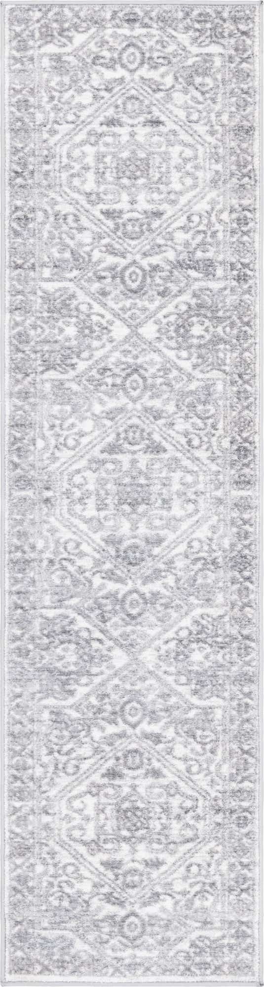 White 2' x 8' Boston Runner Area Rug 55% Polypropylene & 45% Polyester Easy Clean Traditional Classical Carpet for Contemporary Living Dining Room Office Space for Sale at Rug Engine
