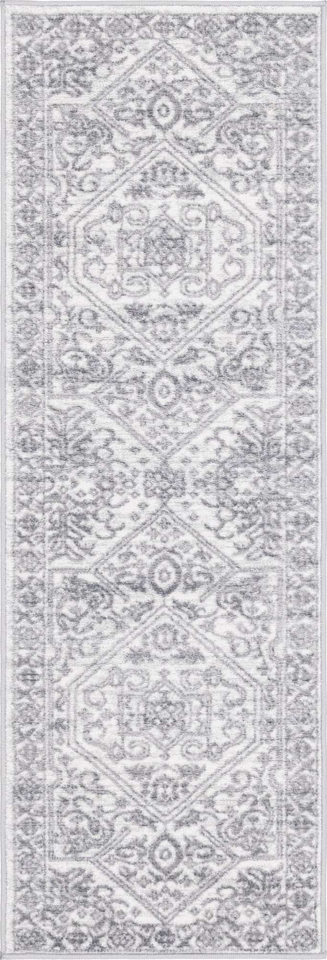White 2' x 6' 1 Boston Runner Area Rug 55% Polypropylene & 45% Polyester Easy Clean Traditional Classical Carpet for Contemporary Living Dining Room Office Space for Sale at Rug Engine