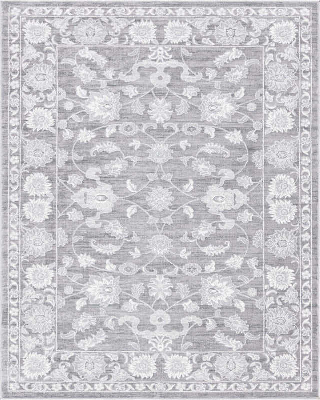 Gray 7' 10 x 10' Boston Rectangle Area Rug 55% Polypropylene & 45% Polyester Easy Clean Traditional Classical Carpet for Contemporary Living Dining Room Office Space for Sale at Rug Engine
