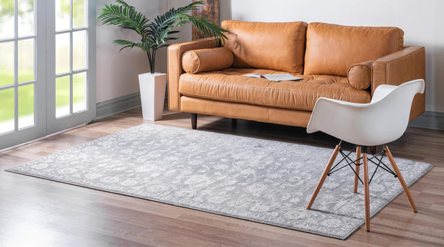 Gray 9' x 12' Boston Rectangle Area Rug 55% Polypropylene & 45% Polyester Easy Clean Traditional Classical Carpet for Contemporary Living Dining Room Office Space for Sale at Rug Engine