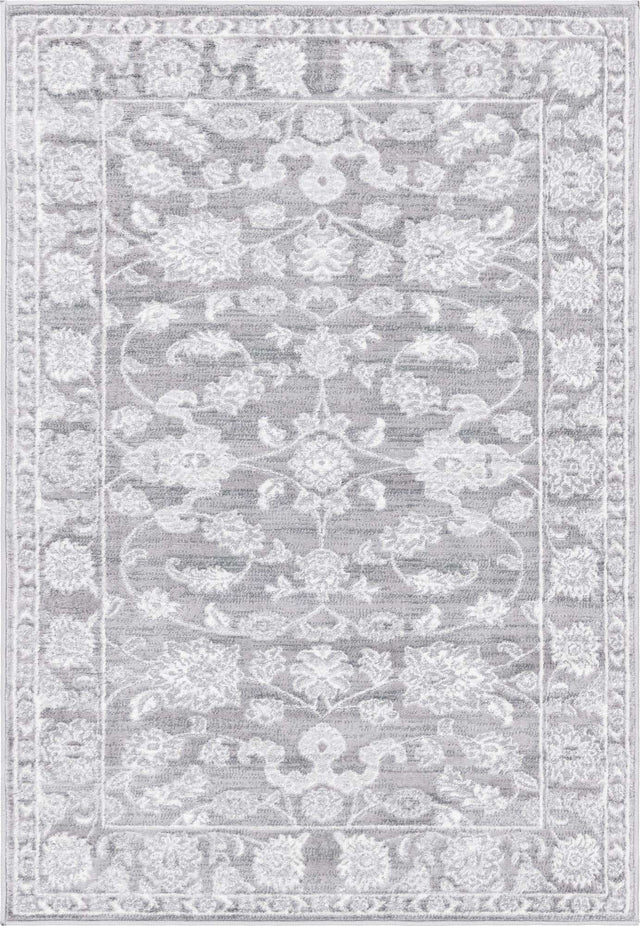 Gray 4' 1 x 6' 1 Boston Rectangle Area Rug 55% Polypropylene & 45% Polyester Easy Clean Traditional Classical Carpet for Contemporary Living Dining Room Office Space for Sale at Rug Engine