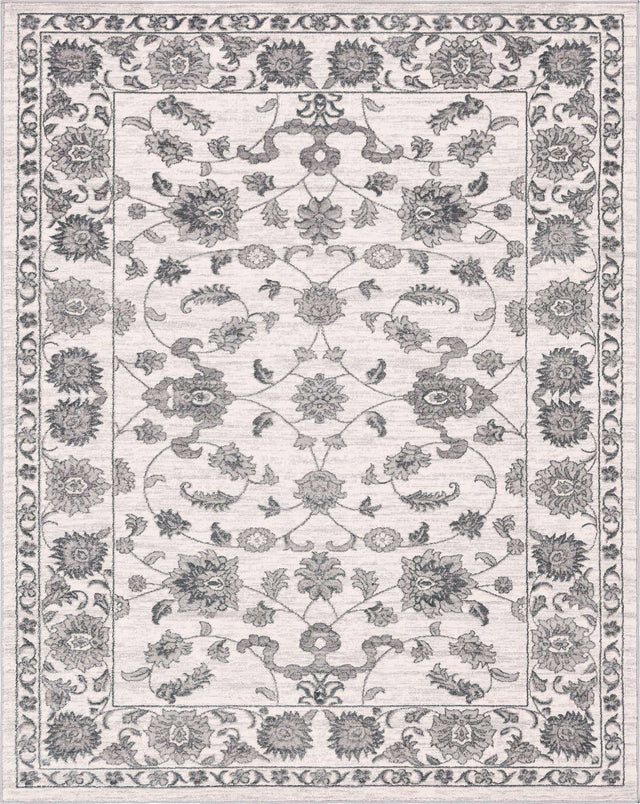 white Gray 7' 10 x 10' Boston Rectangle Area Rug 55% Polypropylene & 45% Polyester Easy Clean Traditional Classical Carpet for Contemporary Living Dining Room Office Space for Sale at Rug Engine