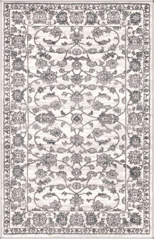 white Gray 3' 3 x 5' 3 Boston Rectangle Area Rug 55% Polypropylene & 45% Polyester Easy Clean Traditional Classical Carpet for Contemporary Living Dining Room Office Space for Sale at Rug Engine