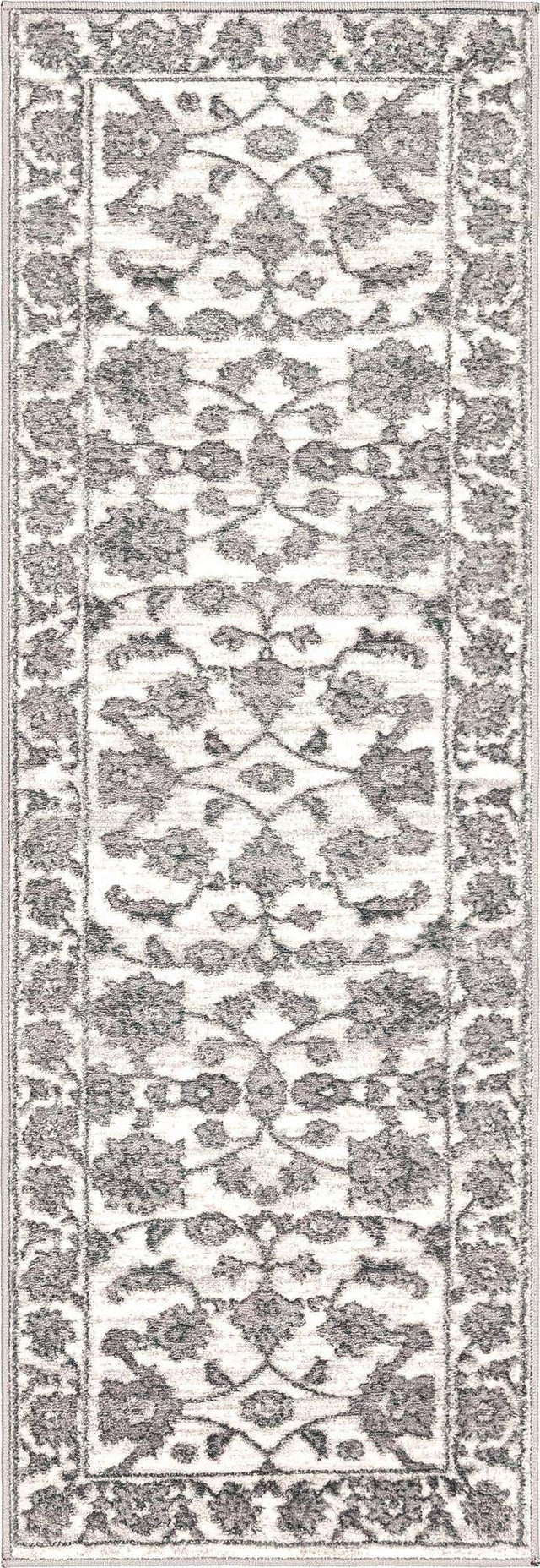 white Gray 2' x 6' 1 Boston Runner Area Rug 55% Polypropylene & 45% Polyester Easy Clean Traditional Classical Carpet for Contemporary Living Dining Room Office Space for Sale at Rug Engine