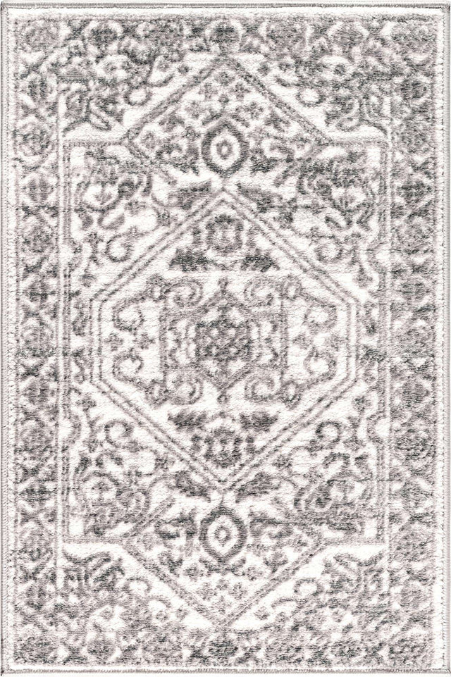 white Gray 2' x 3' 1 Boston Rectangle Area Rug 55% Polypropylene & 45% Polyester Easy Clean Traditional Classical Carpet for Contemporary Living Dining Room Office Space for Sale at Rug Engine