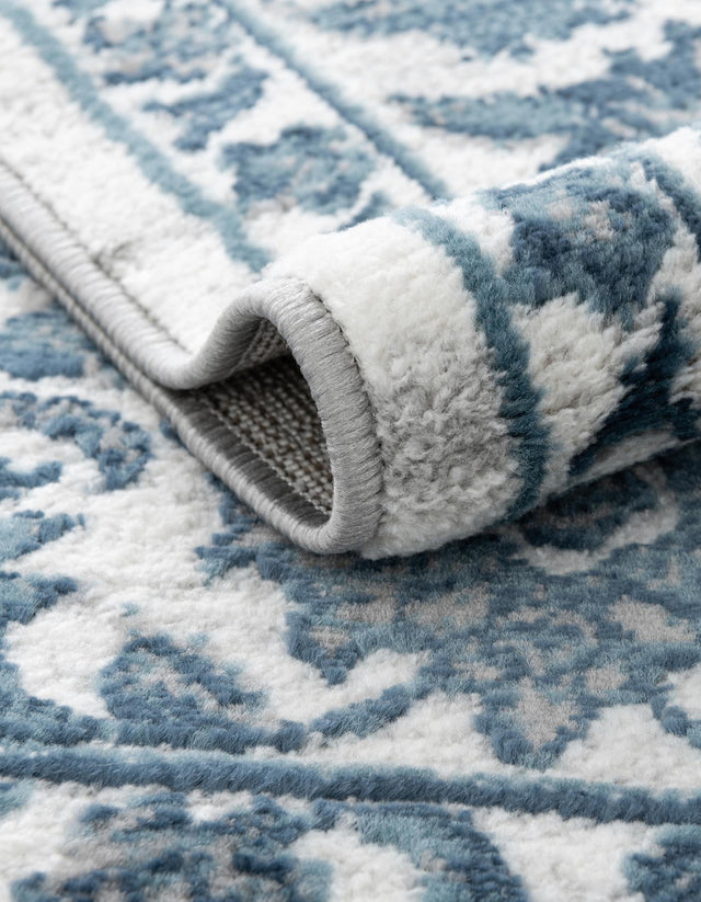 White Blue 4' x 6' Boston Rectangle Area Rug 55% Polypropylene & 45% Polyester Easy Clean Traditional Classical Carpet for Contemporary Living Dining Room Office Space for Sale at Rug Engine