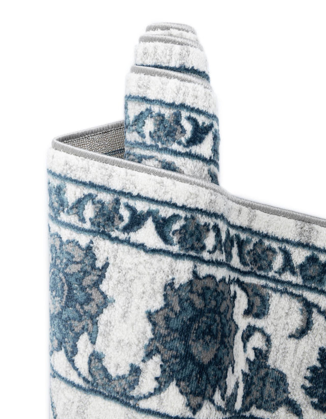 White Blue 10' x 13' 1 Boston Rectangle Area Rug 55% Polypropylene & 45% Polyester Easy Clean Traditional Classical Carpet for Contemporary Living Dining Room Office Space for Sale at Rug Engine
