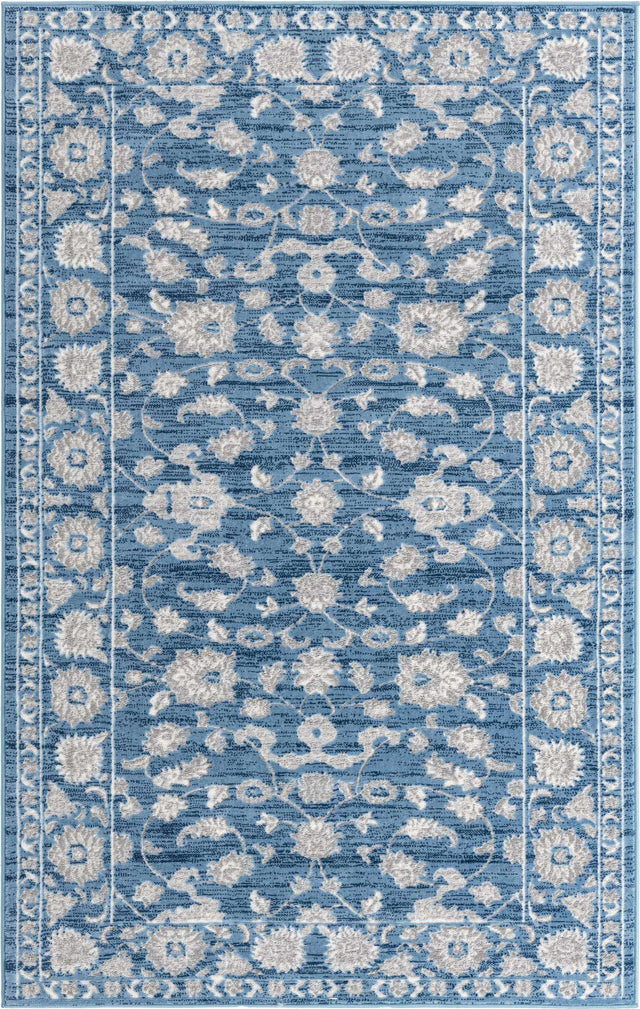 Blue 5' x 8' Boston Rectangle Area Rug 55% Polypropylene & 45% Polyester Easy Clean Traditional Classical Carpet for Contemporary Living Dining Room Office Space for Sale at Rug Engine