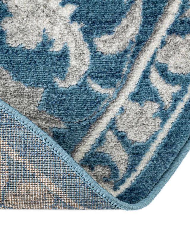 Blue 3' 3 x 3' 3 Boston Round Area Rug 55% Polypropylene & 45% Polyester Easy Clean Traditional Classical Carpet for Contemporary Living Dining Room Office Space for Sale at Rug Engine