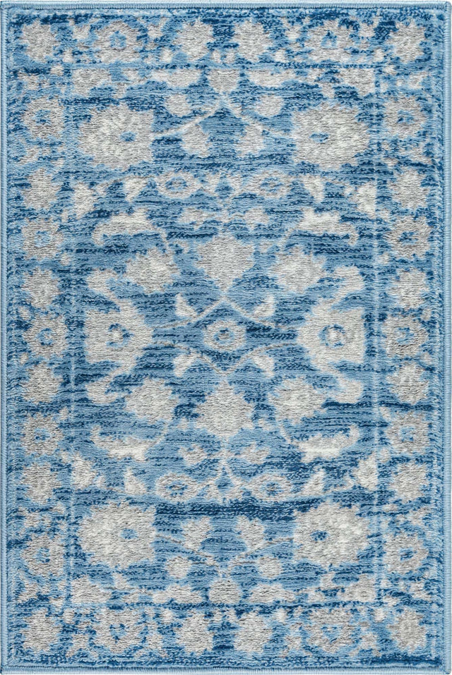 Blue 2' x 3' 1 Boston Rectangle Area Rug 55% Polypropylene & 45% Polyester Easy Clean Traditional Classical Carpet for Contemporary Living Dining Room Office Space for Sale at Rug Engine