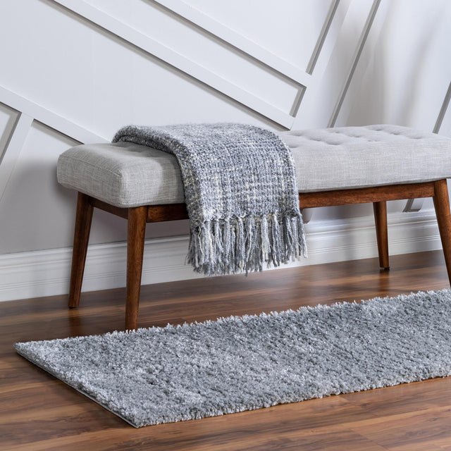 Cloud Gray 2' 7 x 10' Soft Solid Shag Runner Area Rug Thick Soft Touch Fluffy & Plush Shaggy Pile 100% Polypropylene Minimalist Carpet for Modern Home Interiors for Sale at Rug Engine