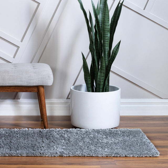 Cloud Gray 2' 7 x 10' Soft Solid Shag Runner Area Rug Thick Soft Touch Fluffy & Plush Shaggy Pile 100% Polypropylene Minimalist Carpet for Modern Home Interiors for Sale at Rug Engine