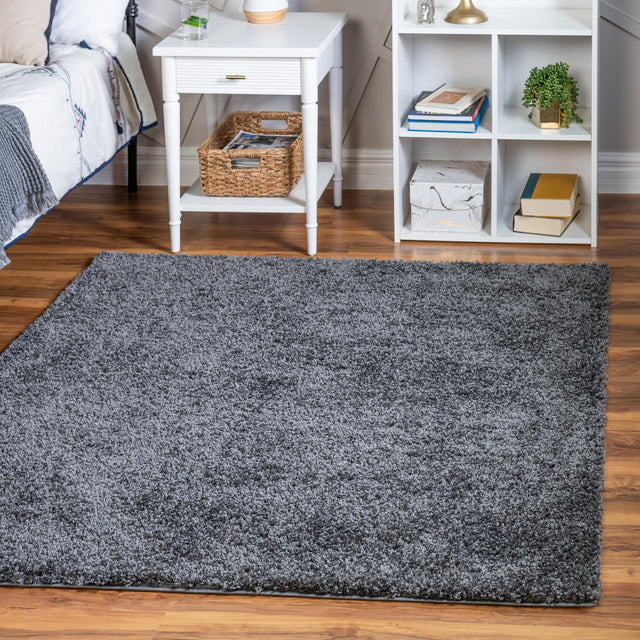 Smoke Gray 8' x 8' Soft Solid Shag Square Area Rug Thick Soft Touch Fluffy & Plush Shaggy Pile 100% Polypropylene Minimalist Carpet for Modern Home Interiors for Sale at Rug Engine
