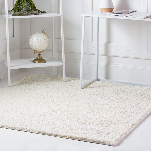 White 10' x 10' Soft Solid Shag Square Area Rug Thick Soft Touch Fluffy & Plush Shaggy Pile 100% Polypropylene Minimalist Carpet for Modern Home Interiors for Sale at Rug Engine