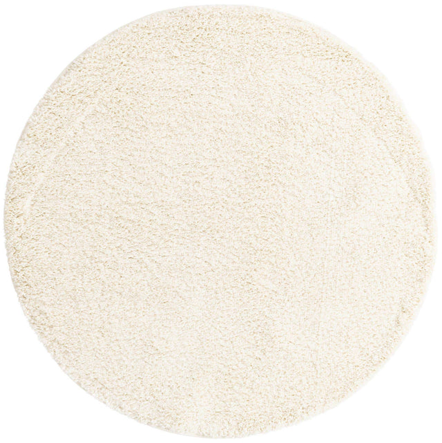 White 4' 1 x 4' 1 Soft Solid Shag Round Area Rug Thick Soft Touch Fluffy & Plush Shaggy Pile 100% Polypropylene Minimalist Carpet for Modern Home Interiors for Sale at Rug Engine