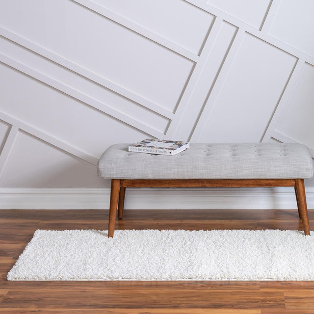 White 2' x 6' 7 Soft Solid Shag Runner Area Rug Thick Soft Touch Fluffy & Plush Shaggy Pile 100% Polypropylene Minimalist Carpet for Modern Home Interiors for Sale at Rug Engine