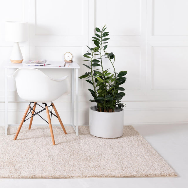 Oatmeal Beige 5' x 8' Soft Solid Shag Rectangle Area Rug Thick Soft Touch Fluffy & Plush Shaggy Pile 100% Polypropylene Minimalist Carpet for Modern Home Interiors for Sale at Rug Engine