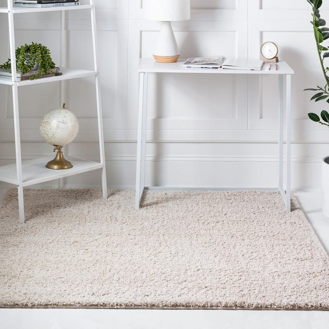 Oatmeal Beige 7' 10 x 7' 10 Soft Solid Shag Square Area Rug Thick Soft Touch Fluffy & Plush Shaggy Pile 100% Polypropylene Minimalist Carpet for Modern Home Interiors for Sale at Rug Engine