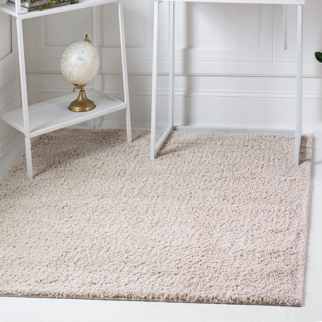 Oatmeal Beige 5' 3 x 5' 3 Soft Solid Shag Square Area Rug Thick Soft Touch Fluffy & Plush Shaggy Pile 100% Polypropylene Minimalist Carpet for Modern Home Interiors for Sale at Rug Engine