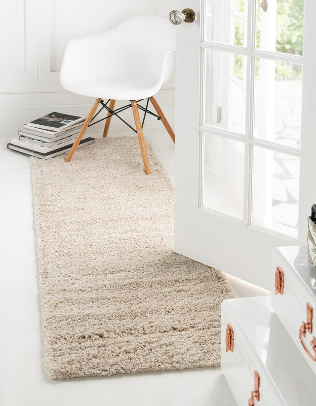 Oatmeal Beige 2' 7 x 13' 1 Soft Solid Shag Runner Area Rug Thick Soft Touch Fluffy & Plush Shaggy Pile 100% Polypropylene Minimalist Carpet for Modern Home Interiors for Sale at Rug Engine