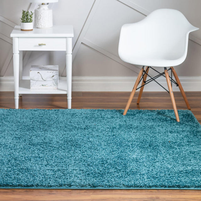 Turquoise 8' x 8' Soft Solid Shag Square Area Rug Thick Soft Touch Fluffy & Plush Shaggy Pile 100% Polypropylene Minimalist Carpet for Modern Home Interiors for Sale at Rug Engine