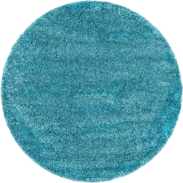 Turquoise 4' 1 x 4' 1 Soft Solid Shag Round Area Rug Thick Soft Touch Fluffy & Plush Shaggy Pile