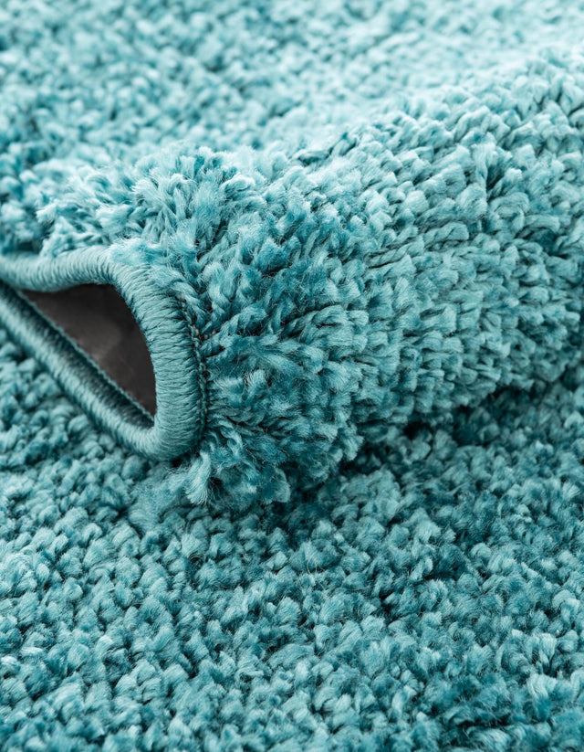 Turquoise 4' 1 x 4' 1 Soft Solid Shag Round Area Rug Thick Soft Touch Fluffy & Plush Shaggy Pile