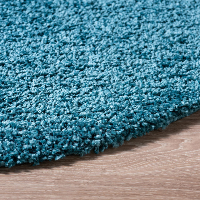 Turquoise 4' 1 x 4' 1 Soft Solid Shag Round Area Rug Thick Soft Touch Fluffy & Plush Shaggy Pile