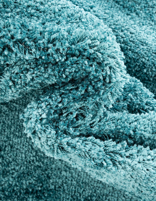 Turquoise 4' 1 x 4' 1 Soft Solid Shag Round Area Rug Thick Soft Touch Fluffy & Plush Shaggy Pile
