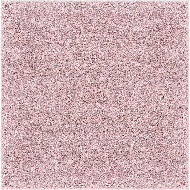 Pink 5' 1 x 5' 1 Soft Solid Shag Square Area Rug Thick Soft Touch Fluffy & Plush Shaggy Pile 100% Polypropylene Minimalist Carpet for Modern Home Interiors for Sale at Rug Engine