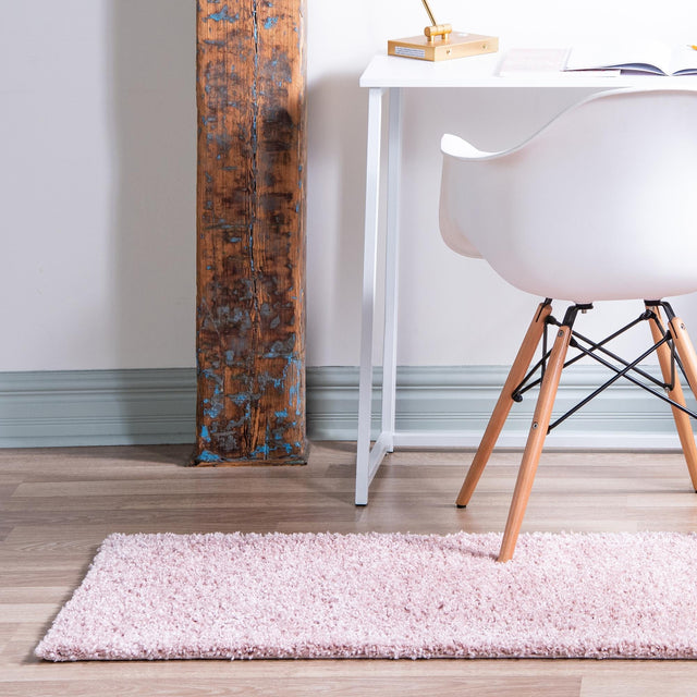 Pink 2' 7 x 10' Soft Solid Shag Runner Area Rug Thick Soft Touch Fluffy & Plush Shaggy Pile 100% Polypropylene Minimalist Carpet for Modern Home Interiors for Sale at Rug Engine