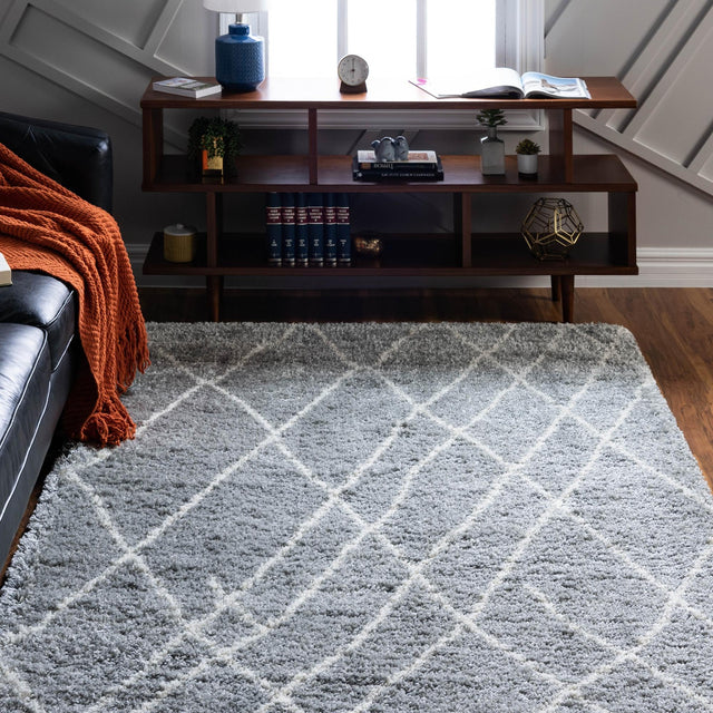 Cloud Gray 7' 10 x 10' Soft Touch Shag Rectangle Area Rug Thick Soft Touch Fluffy & Plush Shaggy Pile 100% Polypropylene Unique Carpet for Modern Home Interiors for Sale at Rug Engine