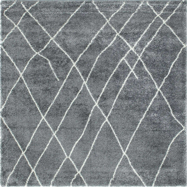 Pebble Gray 7' 10 x 7' 10 Soft Touch Shag Square Area Rug Thick Soft Touch Fluffy & Plush Shaggy Pile 100% Polypropylene Unique Carpet for Modern Home Interiors for Sale at Rug Engine